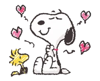 🥰 Snoopy Cartoon, Chien, Snoopy, Peanuts, Woodstock, Coeurs, Mignon telegram sticker