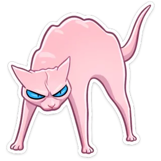 😡 кот, злой, розовый, мультик, стикер, животное, домашний, страшный telegram sticker