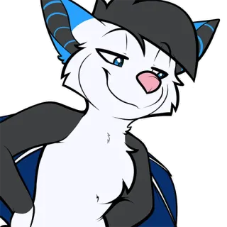 😼 Furry, Antropomorfo, Animale, Cartone animato, Pipistrello, Blu, Bianco telegram sticker