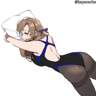 ☺️ Anime, Gadis, Baju renang, Bantal telegram sticker