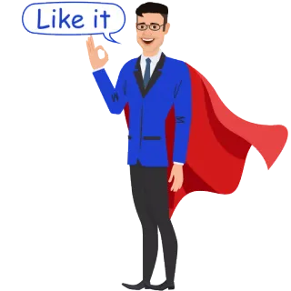 👌 Like it Нравится, Позитив, Ок, Супергерой, Бизнес, Мужчина whatsapp sticker