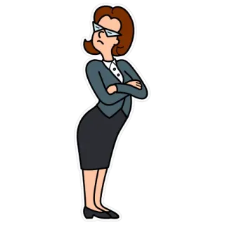 😕 woman, business, serious, cartoon, glasses, office telegram sticker