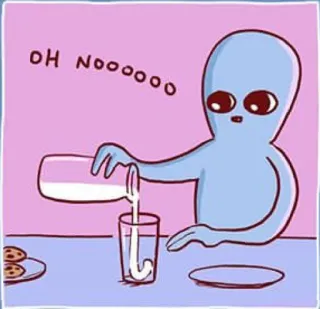 😭 OH NOOOOOOO 宇宙人, 牛乳, クッキー, ミーム, 漫画 telegram sticker