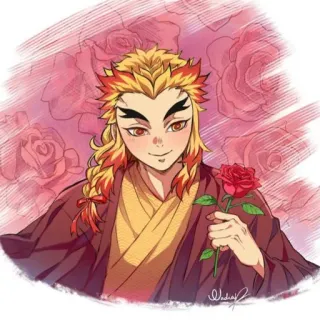 🌹 Rengoku Kyoujurou Demon Slayer anime, demon slayer, rengoku, flor, rosa telegram sticker