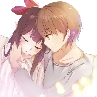 ❤ Anime, Coppia, Amore, Abbraccio, Affetto telegram sticker