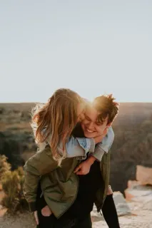 💖 pareja, a cuestas, amor, atardecer, felicidad, romance telegram sticker