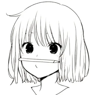 😳 Anime, Chica, Lápiz, Dibujo, Retrato telegram sticker
