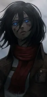 🖕 Mikasa Ackerman Attack on Titan Mikasa Ackerman, Anime, Schal, Mädchen, Charakter telegram sticker