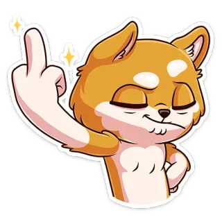 😈 cane, dito medio, offensivo, cartone animato, shiba inu, adesivo whatsapp sticker