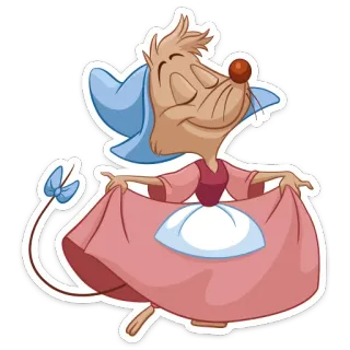 😌 mouse dessin animé, souris, robe, joyeux whatsapp sticker