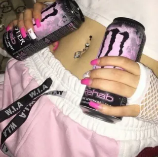 🥂 REHAB Monster Rehab, energético, rosa, estética, bebida telegram sticker