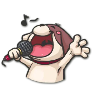 🎤 pies, mikrofon, śpiewanie, kreskówka, muzyka, zwierzę telegram sticker