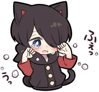 😭 ふええ… Anime, Gato, Llorando, Lindo, Sticker, Kawaii whatsapp sticker