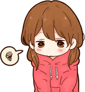 😞 Anime, Sticker, Fille, Confus, Triste, Cartoon, Émotion telegram sticker