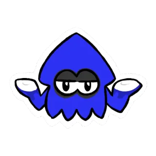 🙍 desenho animado, lula, azul, animal, criatura marinha, adesivo telegram sticker