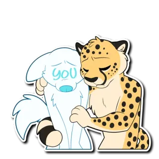 😔 You 퍼리, 개, 치타, 동물, 만화, 슬픈, 포옹 telegram sticker