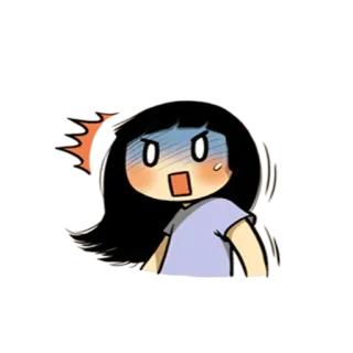😳 Cartoon, Geschockt, Asiatisch, Überrascht, Mädchen, Verängstigt telegram sticker