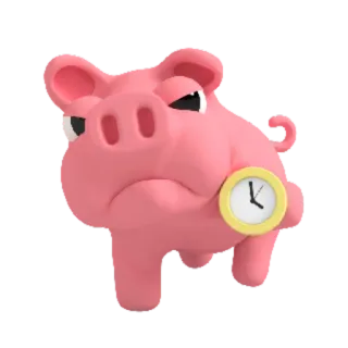 ⌚ cochon, horloge, temps, animal, dessin animé telegram sticker