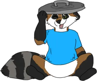 🗑 mapache, animal, basura, dibujo animado, furry, humor telegram sticker