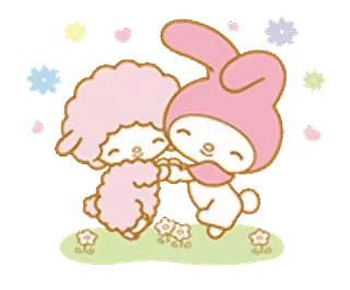 💖 My Melody Sanrio, cute, cartoon, lamb, rabbit, kawaii, friendship telegram sticker