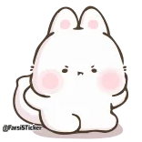 😒 @TariSticker cute, animal, cartoon, white, bunny, sticker, kawaii whatsapp sticker