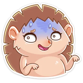 😬 hedgehog, animal, cartoon, sweat, cute, nervous whatsapp sticker