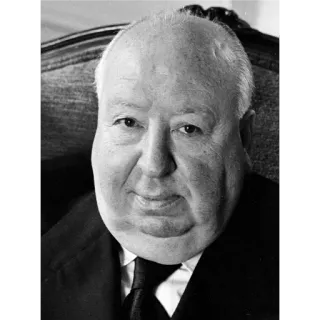 🙂 Alfred Hitchcock อัลเฟรด ฮิตช์ค็อก, ผู้กำกับ, ภาพยนตร์, ภาพเหมือน, ขาวดำ, ผู้ผลิต whatsapp sticker