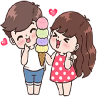 🍦 การ์ตูน, ไอศกรีม, ความรัก, คู่รัก, น่ารัก, ของหวาน, หวาน telegram sticker