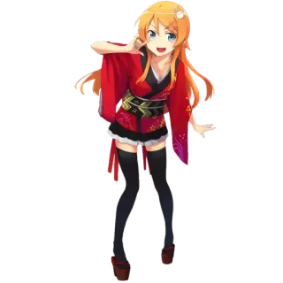 🤘 Chica anime, Kimono, Kawaii, Lindo, Rojo, Ropa tradicional telegram sticker