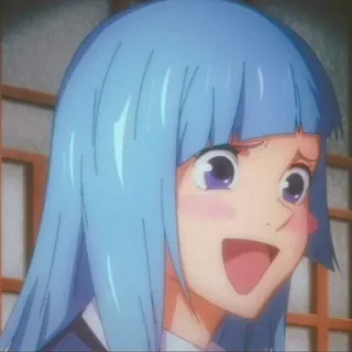 👾 anime, girl, blue hair, smile, happy, manga telegram sticker