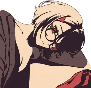 😍 Anime, Chica, Gafas, Descansando, Dibujos animados telegram sticker