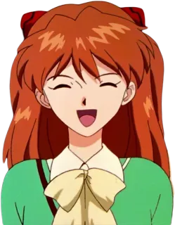 😀 Asuka Langley Soryu Neon Genesis Evangelion anime, character, smile, red hair, evangelion, asuka telegram sticker