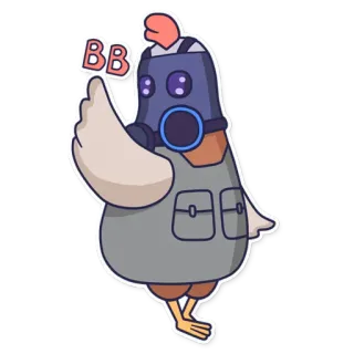 🤚 BB ayam, masker gas, hewan, baju zirah, kartun, lucu, stiker telegram sticker