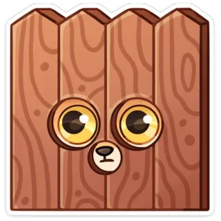 👀 clôture, bois, tête d'animal, mignon, yeux, nez, dessin animé telegram sticker