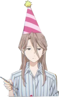 🍾 party hat, anime girl, birthday, sticker, character, cartoon, celebration telegram sticker