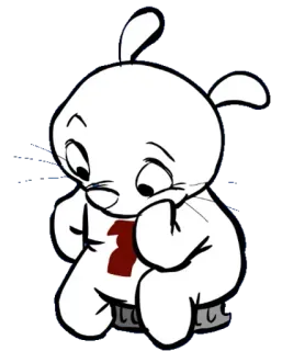 🤔 卡通, 兔子, 动物, 可爱, 白色, 草图 whatsapp sticker