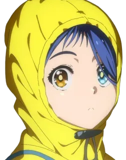 👀 Anime Mädchen, Gelber Hoodie, Süß, Manga, Charakter, Animation telegram sticker