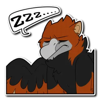 💤 ZZZ... śpiący, zwierzę, zmęczony, ptak, kreskówka telegram sticker
