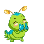 😍 毛毛虫, 可爱, 表情符号, 快乐, 动物, 绿色 whatsapp sticker