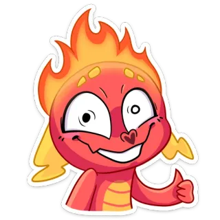 👍 dragon, cartoon, fire, monster, cute, character, illustration whatsapp sticker