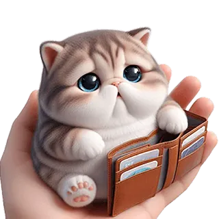 👛 kot, portfel, pieniądze, słodki, zwierzę, zwierzę domowe telegram sticker