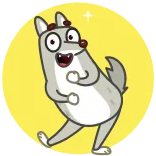 🕺 anjing, kartun, hewan, lucu, imut, berkilau, kuning whatsapp sticker