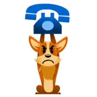 📞 perro, enojado, teléfono, dibujo animado, animal telegram sticker
