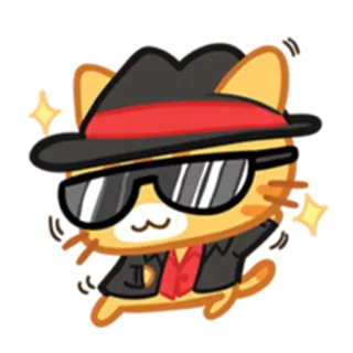 😎 猫, 漫画, ステッカー, マフィア, 帽子, サングラス telegram sticker