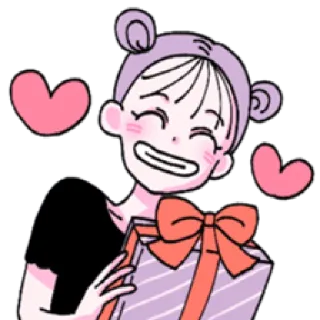 🥰 Dessin animé, Mignon, Coeur, Cadeau, Joyeux, Fille telegram sticker