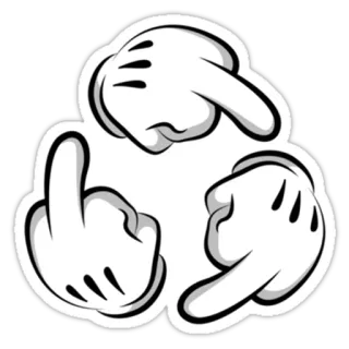 💩 dedo corazón, ofensivo, dibujos animados, gesto, mano whatsapp sticker