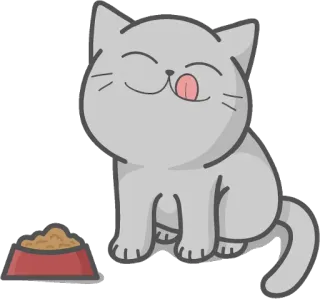 😋 Katze, Tier, Haustier, Essen, Süß, Cartoon, Kawaii telegram sticker