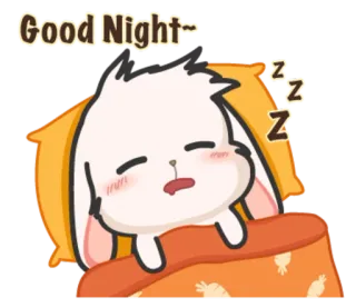 😴 Good Night~ thỏ, ngủ, chúc ngủ ngon, dễ thương, hoạt hình, buồn ngủ telegram sticker