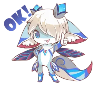 😃 Ok! mignon, animé, chibi, approbation, pouce levé, positif whatsapp sticker