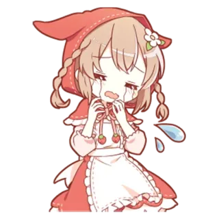 😭 garota anime, chorando, desenho animado, chapeuzinho vermelho, triste, kawaii telegram sticker
